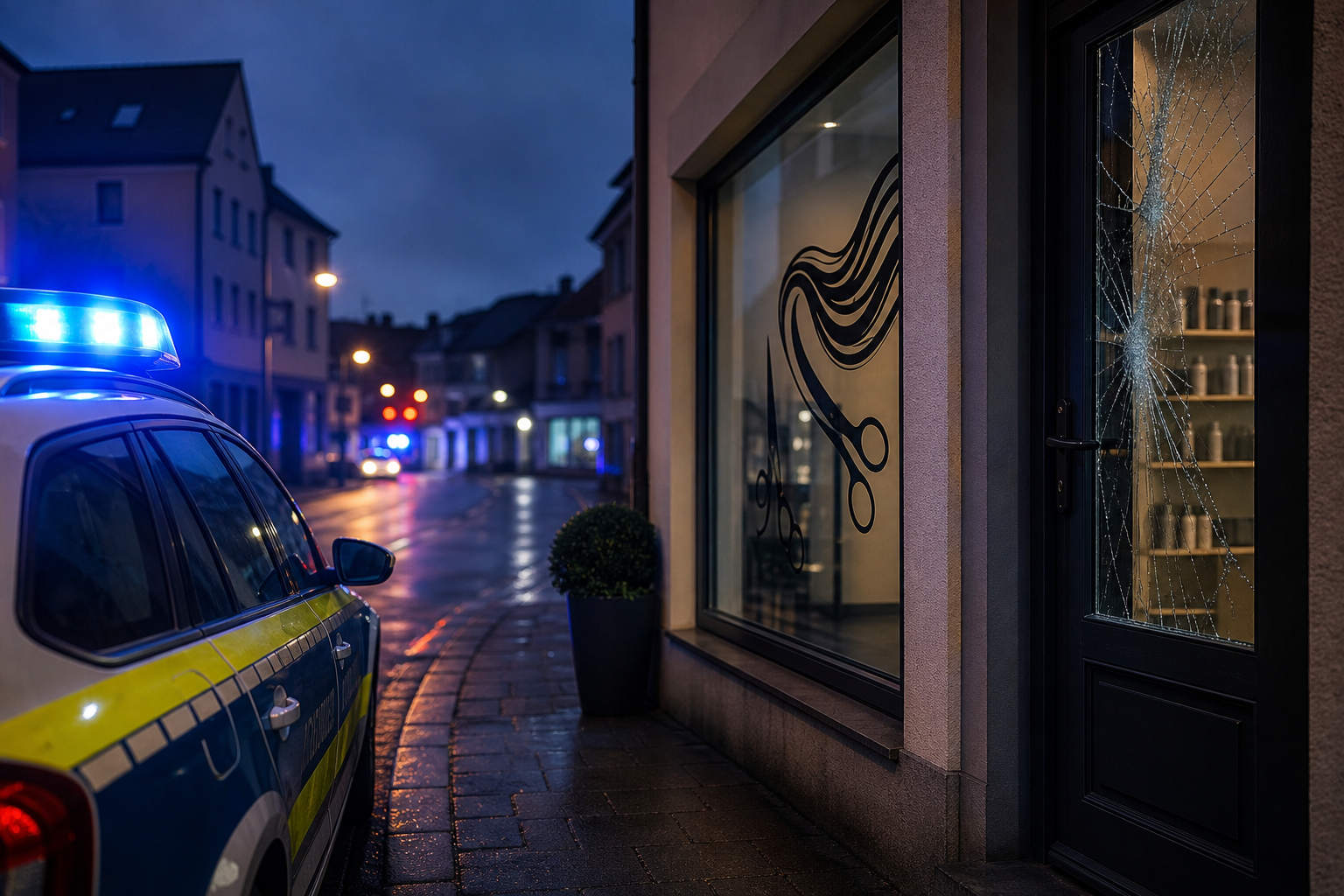 Von-Richthofen-Straße: Einbrecher scheitern am Friseursalon – Haare blieben dran, Tür auch